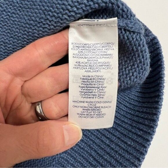 Chaps Womens  Sweater Small Blue Red Fair Isle Round Yoke Pullover - Picture 6 of 8